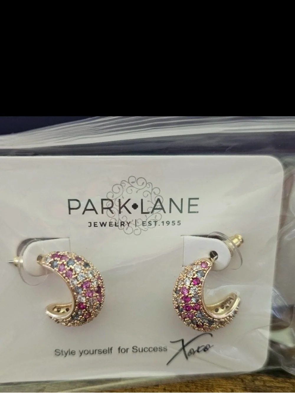 Park Lane July Sparkle Box Gold-Tone Multicolor Pixie Pendant Hoop Earring Set